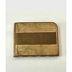 Vintage Brass Elgin Women's American Compact with Mirror Engraved Stripes